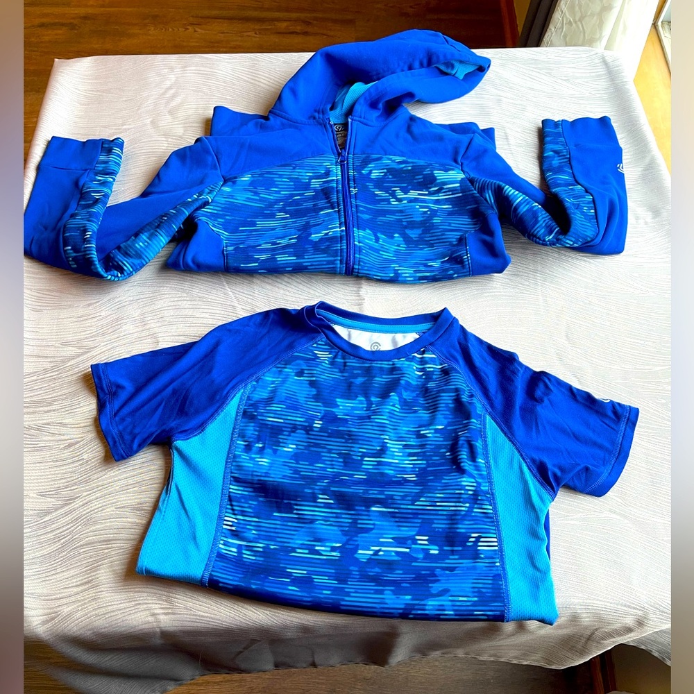 YOUTH Champion Matching Short Sleeve T Shirt and Zip Up Hooded Sweatshirt